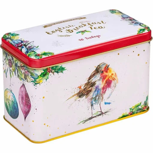 Winter Robins Tea Tin With 40 English Breakfast Tea Bags>New English Teas Clearance