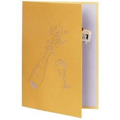 Kirigami 'sparkling Wishes' Champagne Bottle 3D Pop-Up Card><noscript><img width=