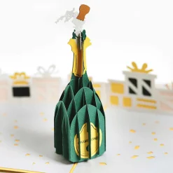 Kirigami 'sparkling Wishes' Champagne Bottle 3D Pop-Up Card><noscript><img width=