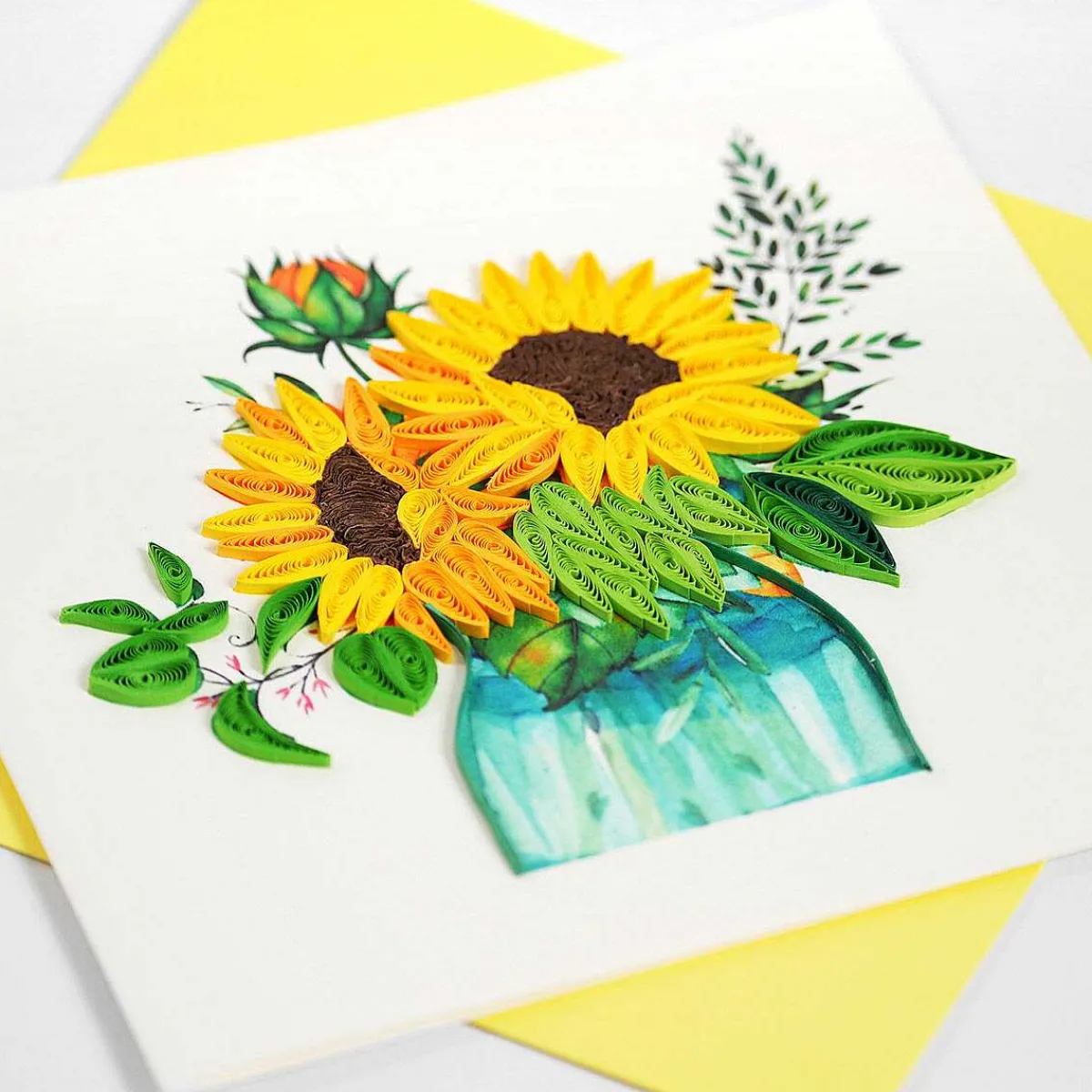 Quilling 'Vase Of Sunflowers' Card>Origamo Best Sale