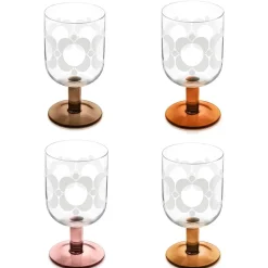 Atomic Flower Brown Shades Set Of 4 Wine Glasses><noscript><img width=