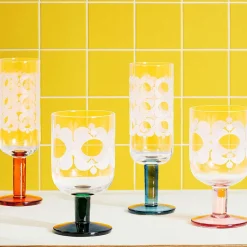 Atomic Flower Brown Shades Set Of 4 Wine Glasses><noscript><img width=