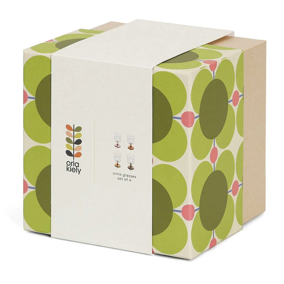 Atomic Flower Brown Shades Set Of 4 Wine Glasses>Orla Kiely Best Sale