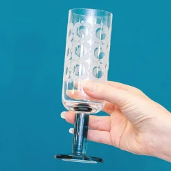 Atomic Flower Green Shades Set Of 4 Champagne Glasses><noscript><img width=