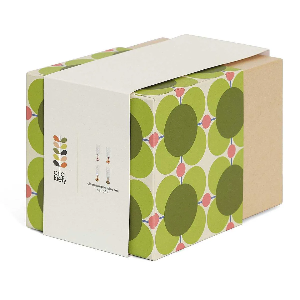 Atomic Flower Brown Shades Set Of 4 Champagne Glasses>Orla Kiely Hot