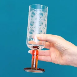 Atomic Flower Brown Shades Set Of 4 Champagne Glasses><noscript><img width=