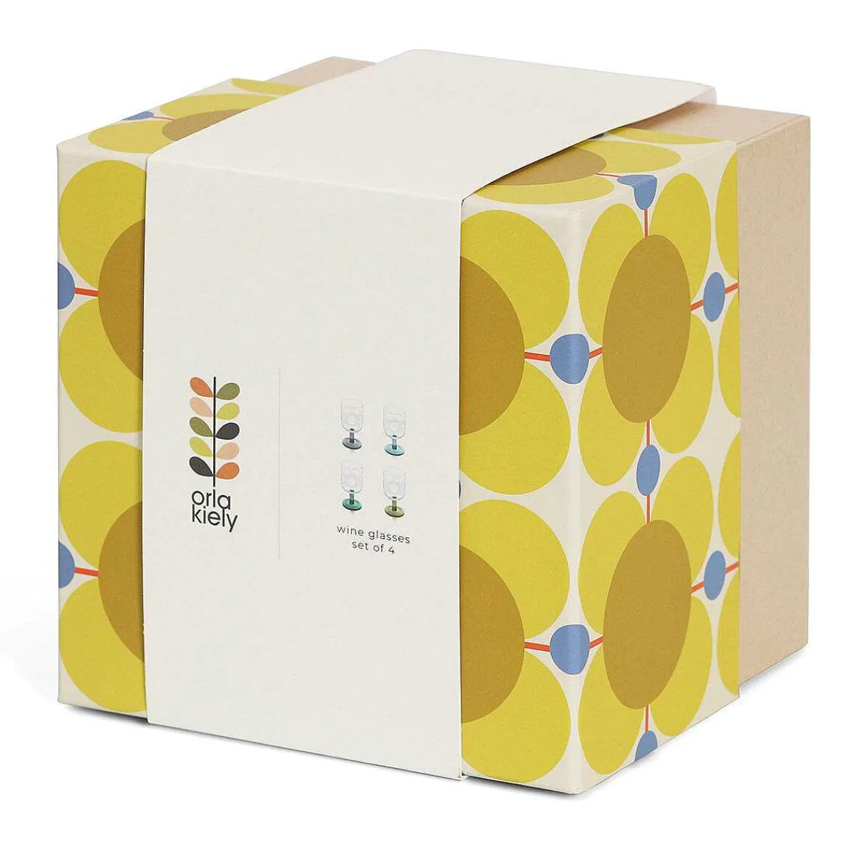 Atomic Flower Green Shades Set Of 4 Wine Glasses>Orla Kiely Fashion