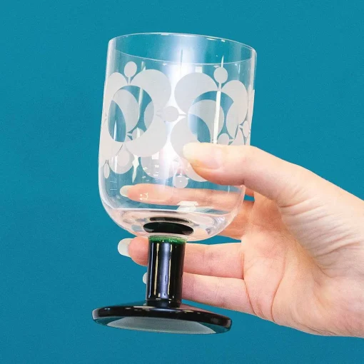 Atomic Flower Green Shades Set Of 4 Wine Glasses>Orla Kiely Fashion