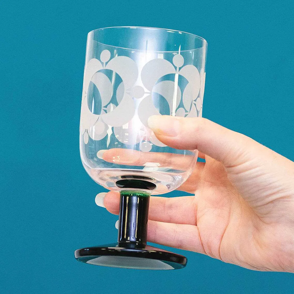Atomic Flower Green Shades Set Of 4 Wine Glasses>Orla Kiely Fashion