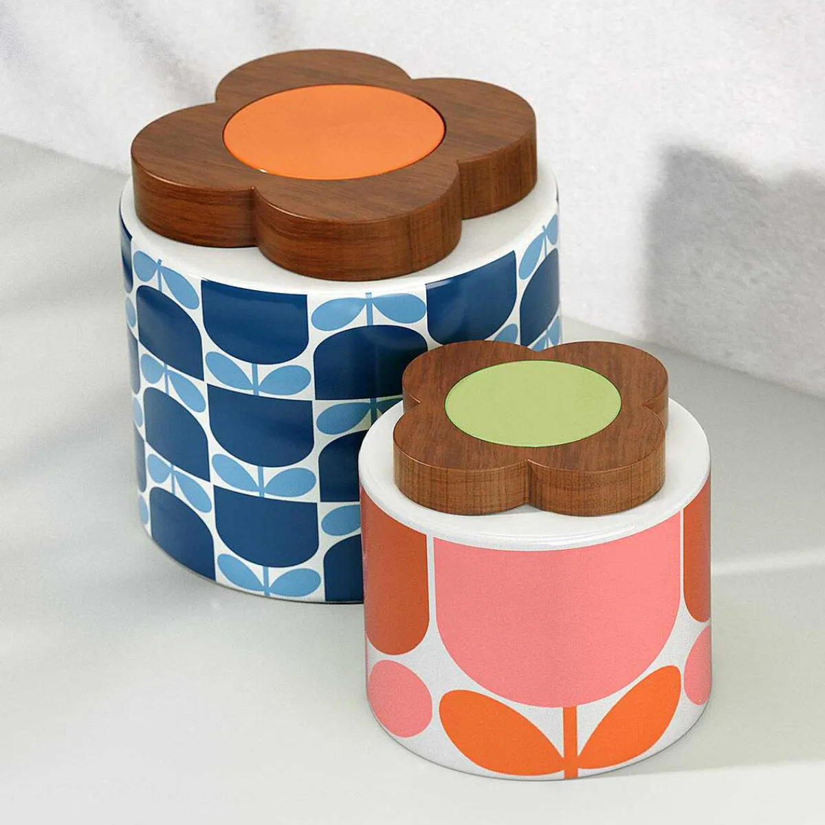 Block Flower Navy Ceramic Storage Jar 1100Ml>Orla Kiely Store
