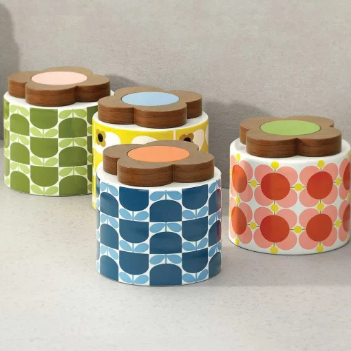 Block Flower Navy Ceramic Storage Jar 1100Ml>Orla Kiely Store
