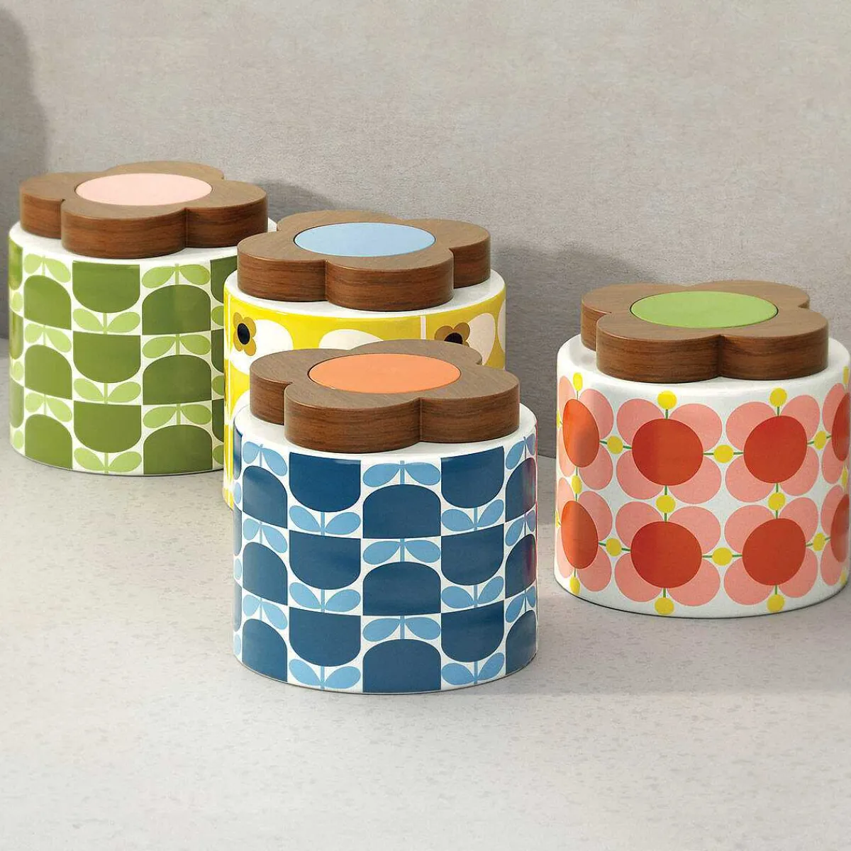 Block Flower Navy Ceramic Storage Jar 1100Ml>Orla Kiely Store