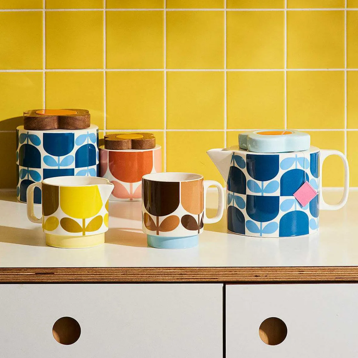 Block Flower Navy Tea Pot>Orla Kiely Cheap