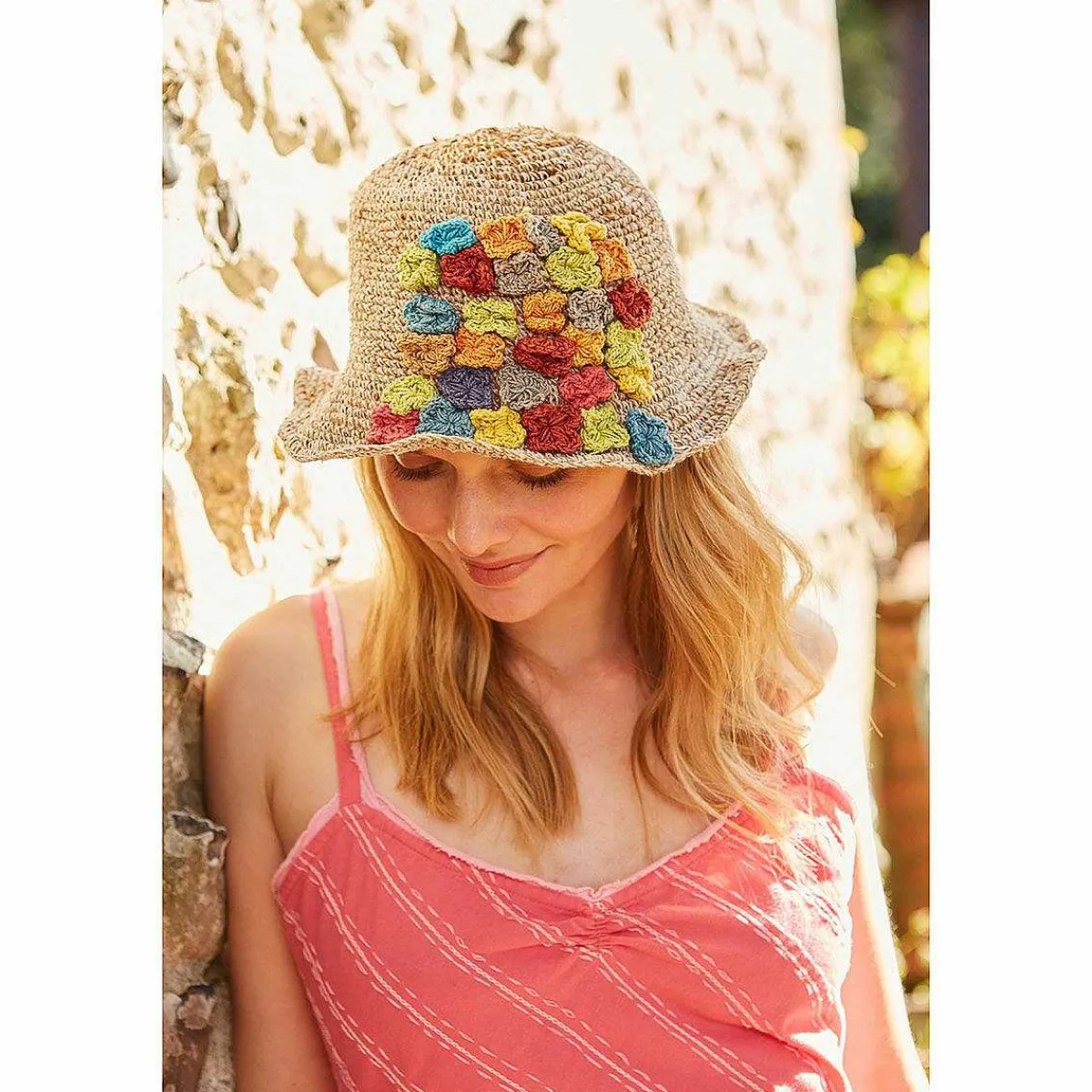 Applique Flowers Hemp/Cotton Hat>Pachamama Cheap