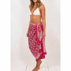 Cogs Pink Hand Printed Cotton Sarong>Pachamama Cheap