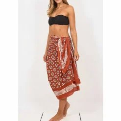 Cogs Rust Hand Printed Cotton Sarong>Pachamama Outlet