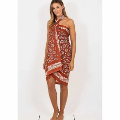 Cogs Rust Hand Printed Cotton Sarong><noscript><img width=