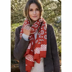 Cogs Rust Hand Printed Cotton Sarong><noscript><img width=