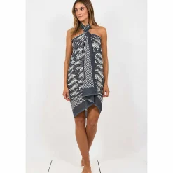 Fern Charcoal Hand Printed Cotton Sarong><noscript><img width=