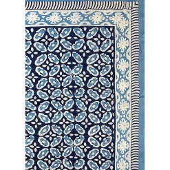 Flower Blue Hand Printed Cotton Sarong><noscript><img width=