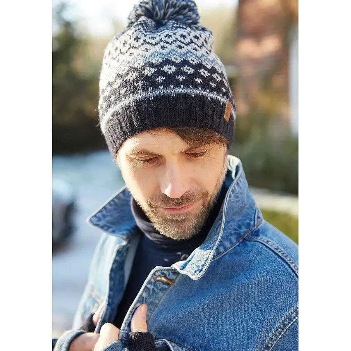 Men's Nordic Blue Bobble Beanie Hat>Pachamama Best