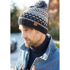 Men's Nordic Blue Bobble Beanie Hat>Pachamama Best