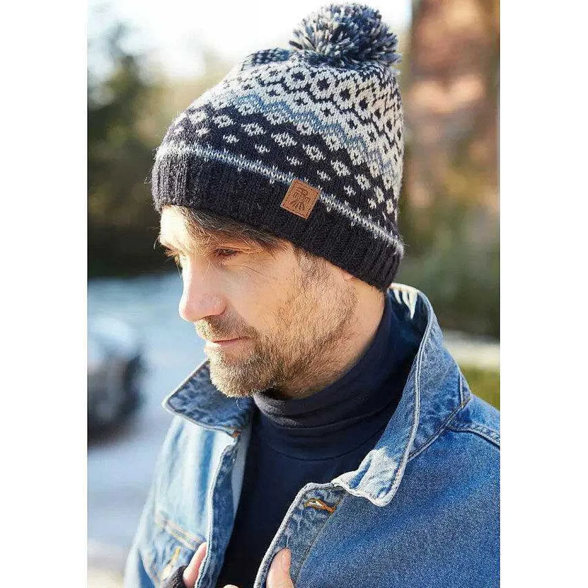Men's Nordic Blue Bobble Beanie Hat>Pachamama Best