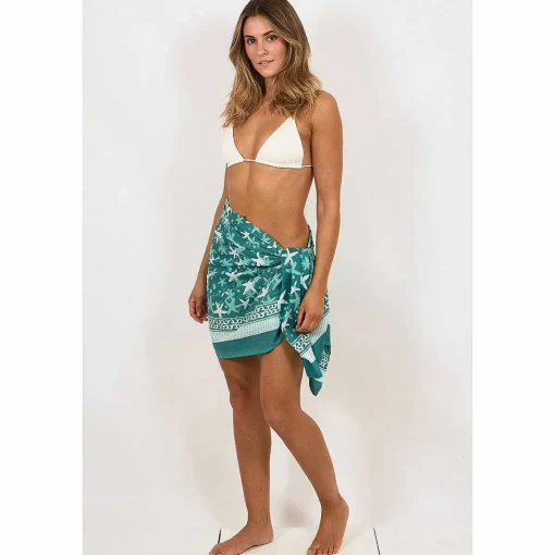 Starfish Green Hand Printed Cotton Sarong>Pachamama Clearance