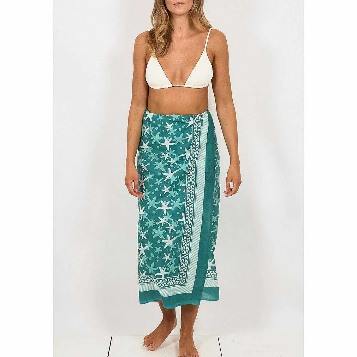 Starfish Green Hand Printed Cotton Sarong>Pachamama Clearance