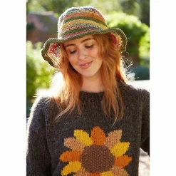 Striped Hemp/Cotton Hat><noscript><img width=