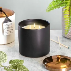 Hygge 425G 3 Wick Bergamot & Mahogany Black Ceramic Soy Candle><noscript><img width=