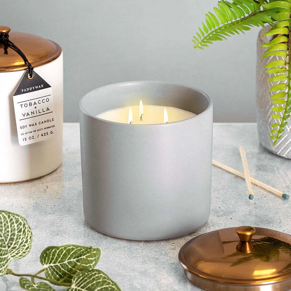 Hygge 425G 3 Wick Vetiver & Cardamom Grey Ceramic Soy Candle>Paddywax Best