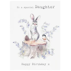 Rabbit With Bluebells 'Daughter' Birthday Card>Paper Shed Designs Flash Sale