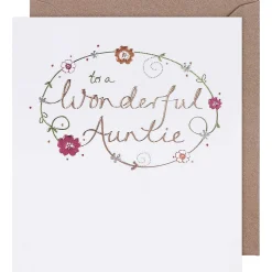 Mimosa Flowers Auntie Birthday Card>Paperlink Clearance