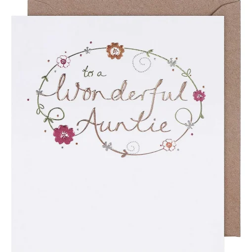 Mimosa Flowers Auntie Birthday Card>Paperlink Clearance