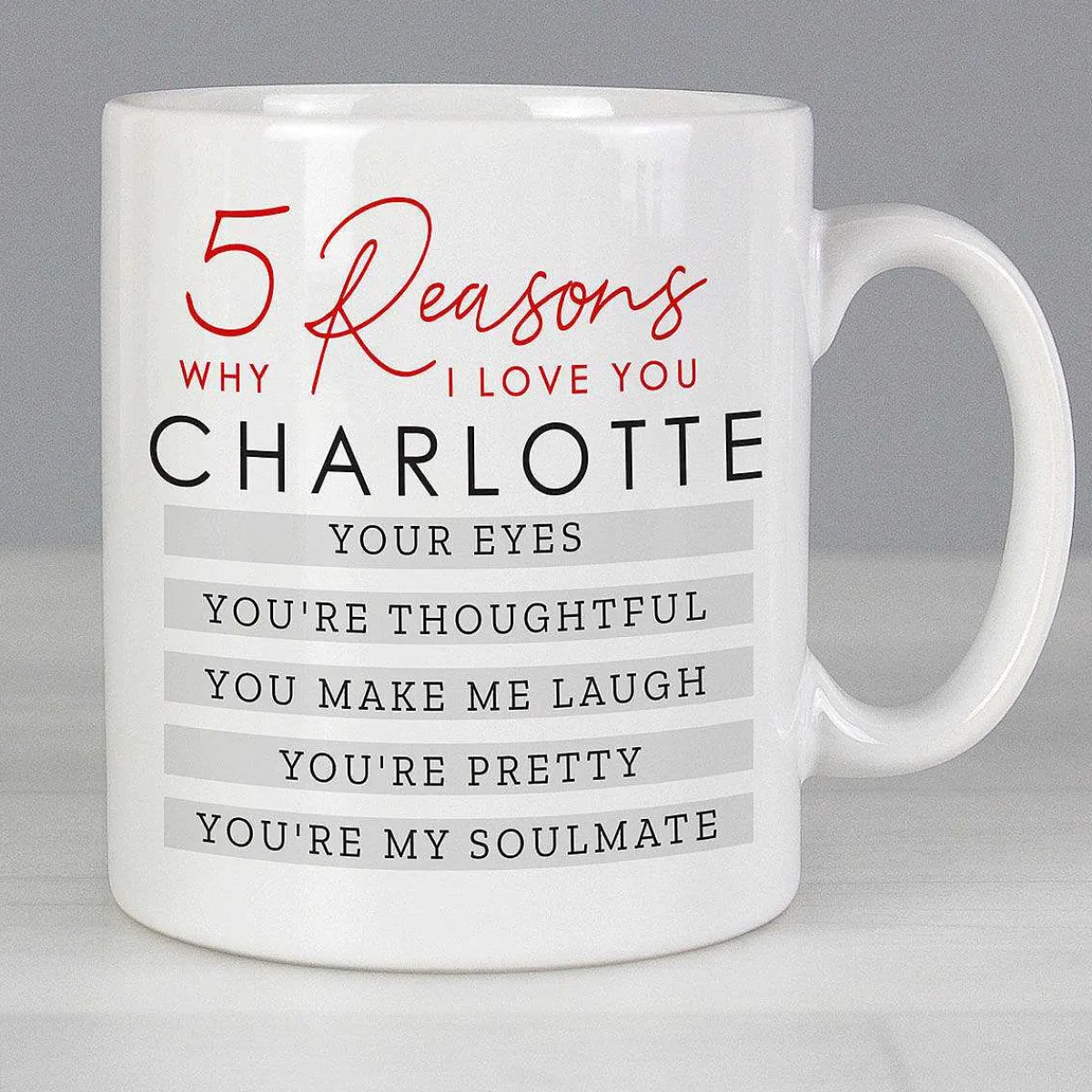 Personalised 5 Reasons Why Mug>Temptation Gifts Sale