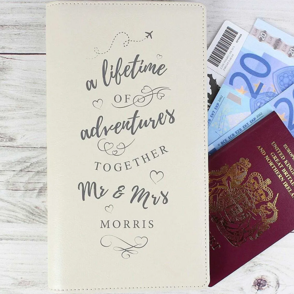 Personalised 'A Lifetime Of Adventures' Mr & Mrs Travel Document Holder>Temptation Gifts Outlet