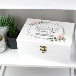 Personalised Abstract Rose White Wooden Keepsake Box><noscript><img width=