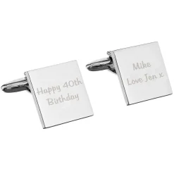 Personalised Any Message 2 Lines Square Cufflinks>Temptation Gifts Cheap