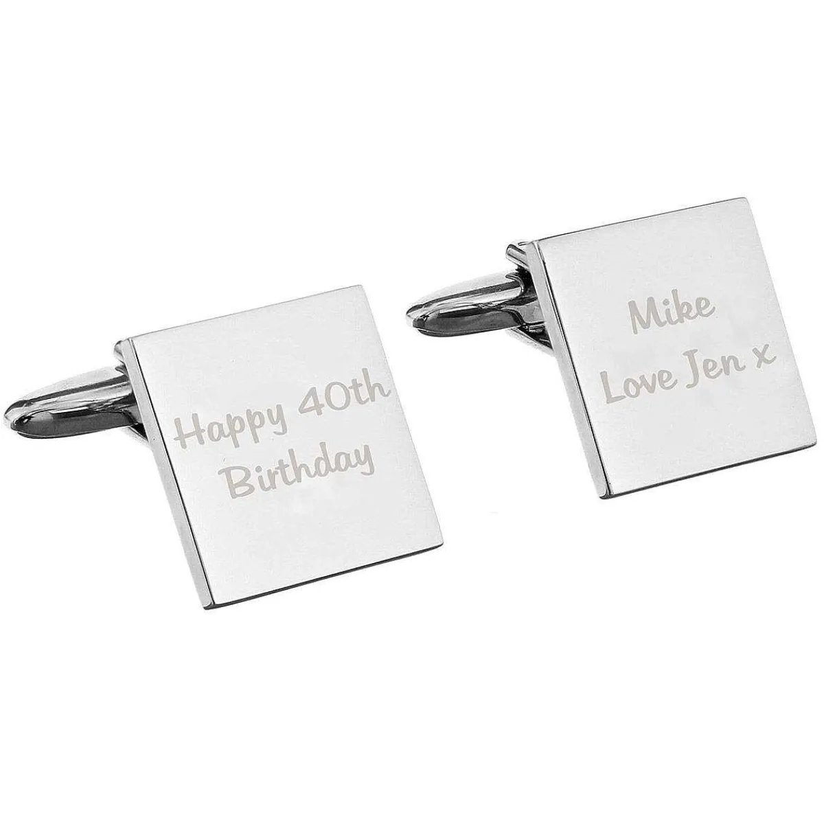 Personalised Any Message 2 Lines Square Cufflinks>Temptation Gifts Cheap