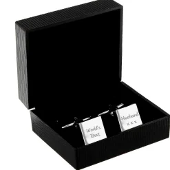 Personalised Any Message 2 Lines Square Cufflinks>Temptation Gifts Cheap