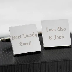Personalised Any Message 2 Lines Square Cufflinks><noscript><img width=