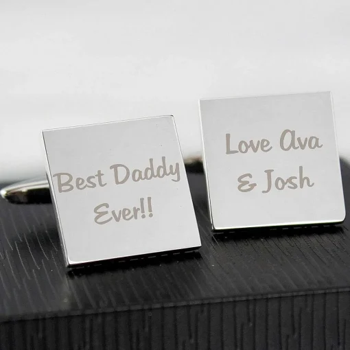 Personalised Any Message 2 Lines Square Cufflinks>Temptation Gifts Cheap