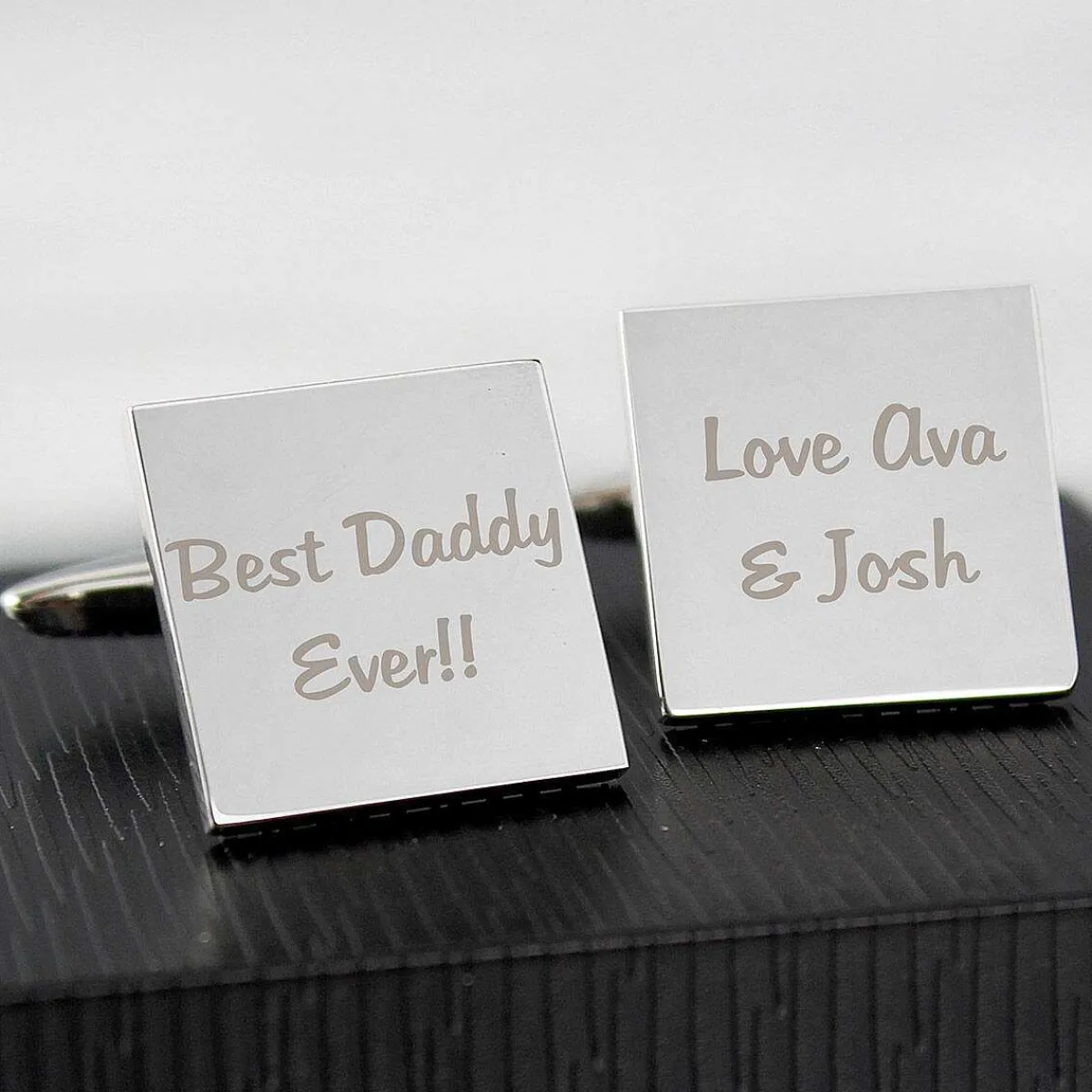 Personalised Any Message 2 Lines Square Cufflinks>Temptation Gifts Cheap