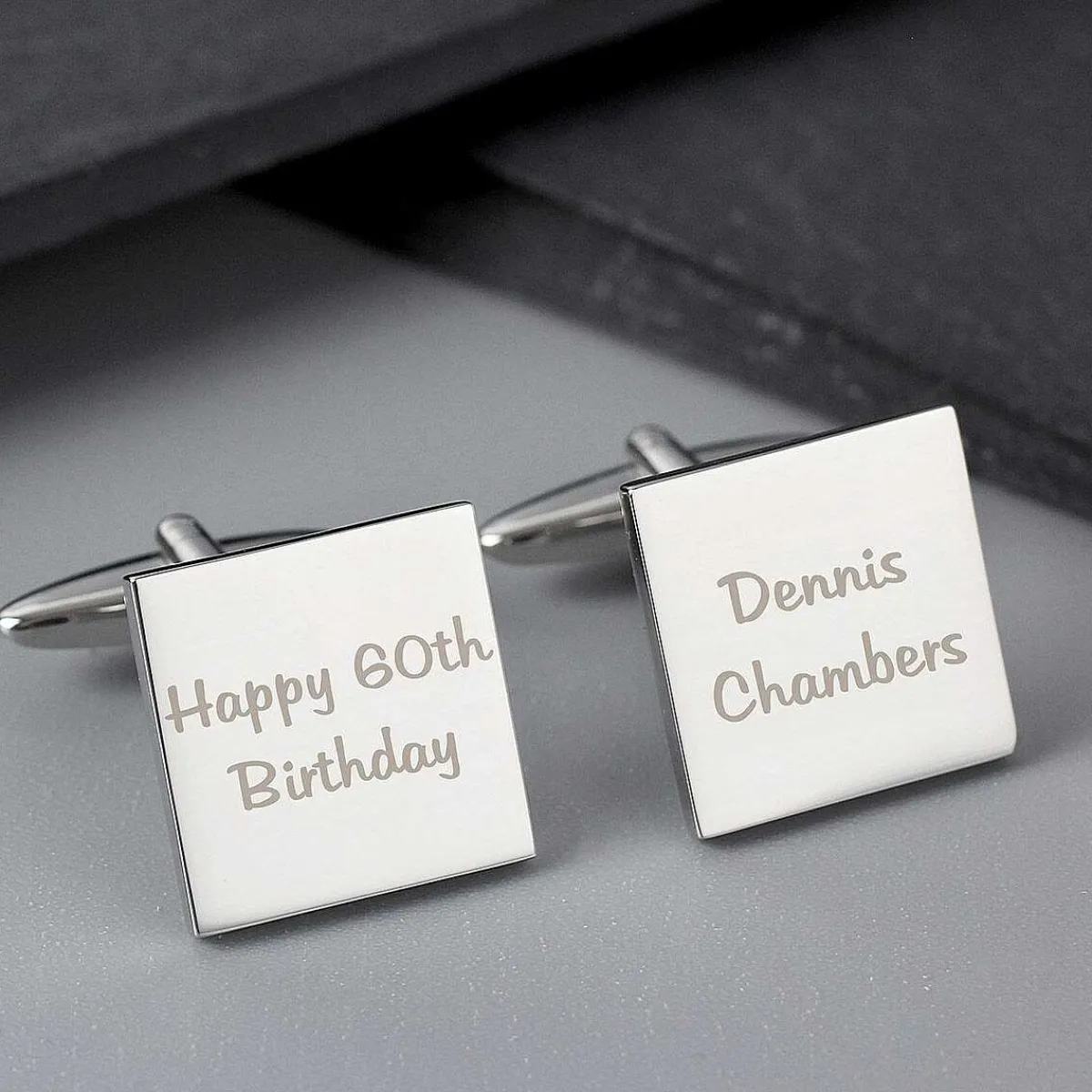 Personalised Any Message 2 Lines Square Cufflinks>Temptation Gifts Cheap