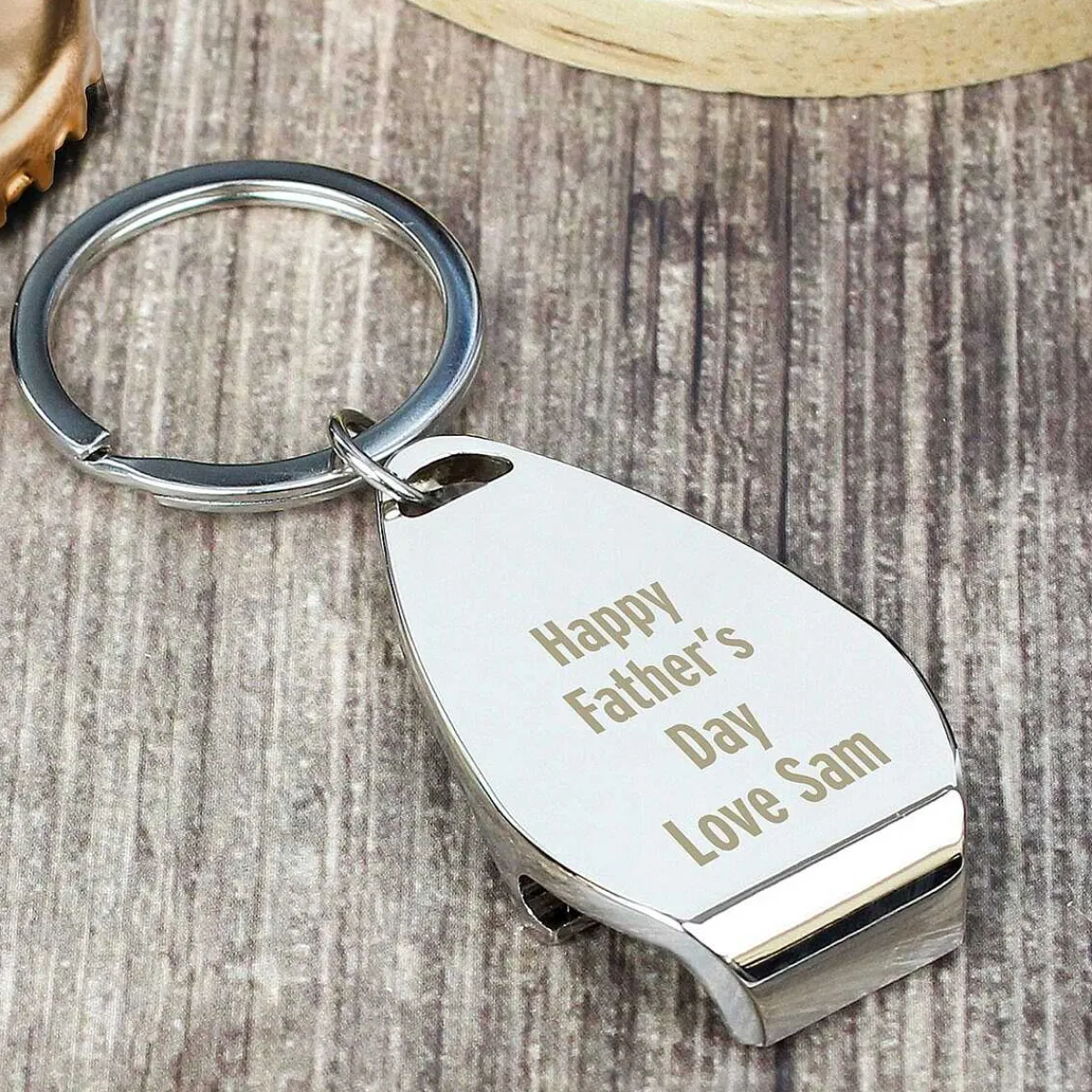 Personalised Any Message Bottle Opener Keyring>Temptation Gifts Outlet