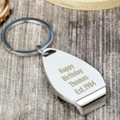 Personalised Any Message Bottle Opener Keyring><noscript><img width=