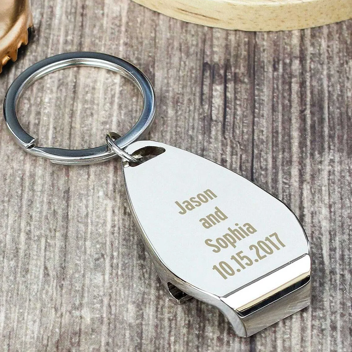 Personalised Any Message Bottle Opener Keyring>Temptation Gifts Outlet