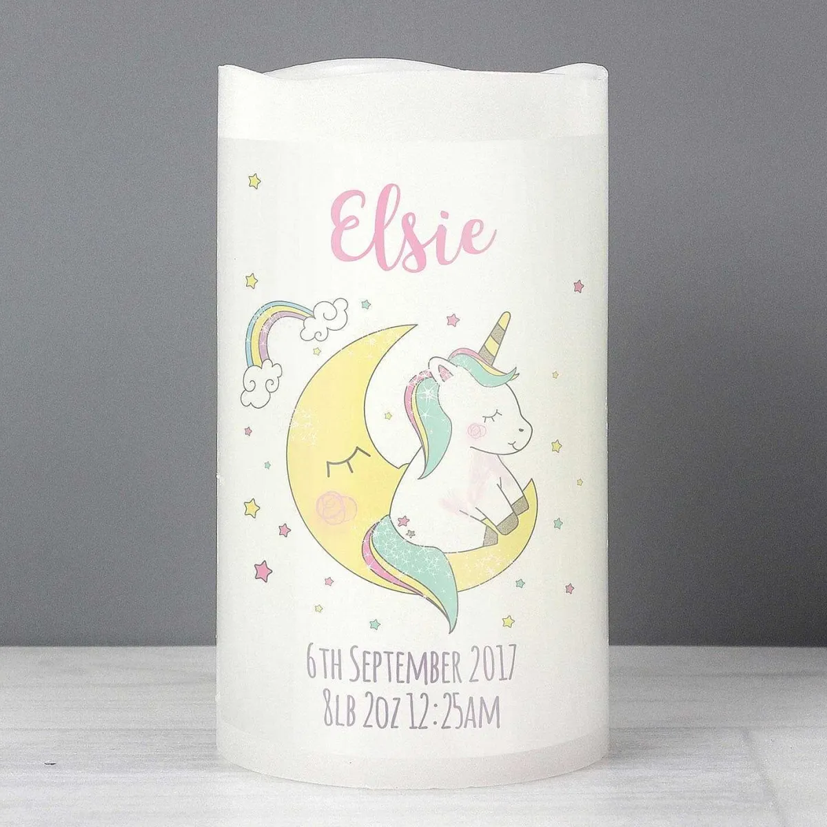 Personalised Baby Unicorn Led Candle>Temptation Gifts Fashion