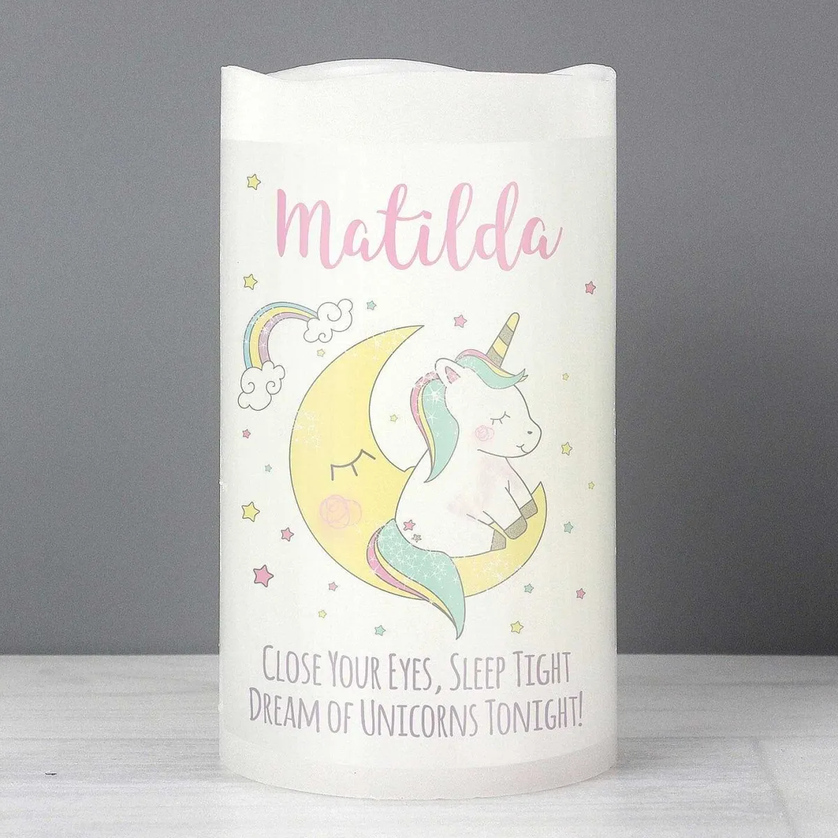 Personalised Baby Unicorn Led Candle>Temptation Gifts Fashion